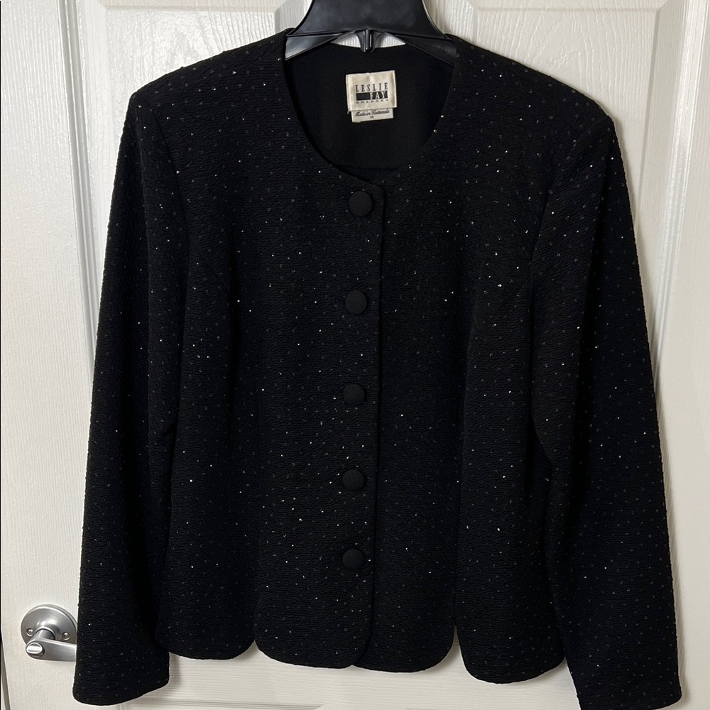 VTG Leslie Fay Black Women's Sparkle Jacket Blazer